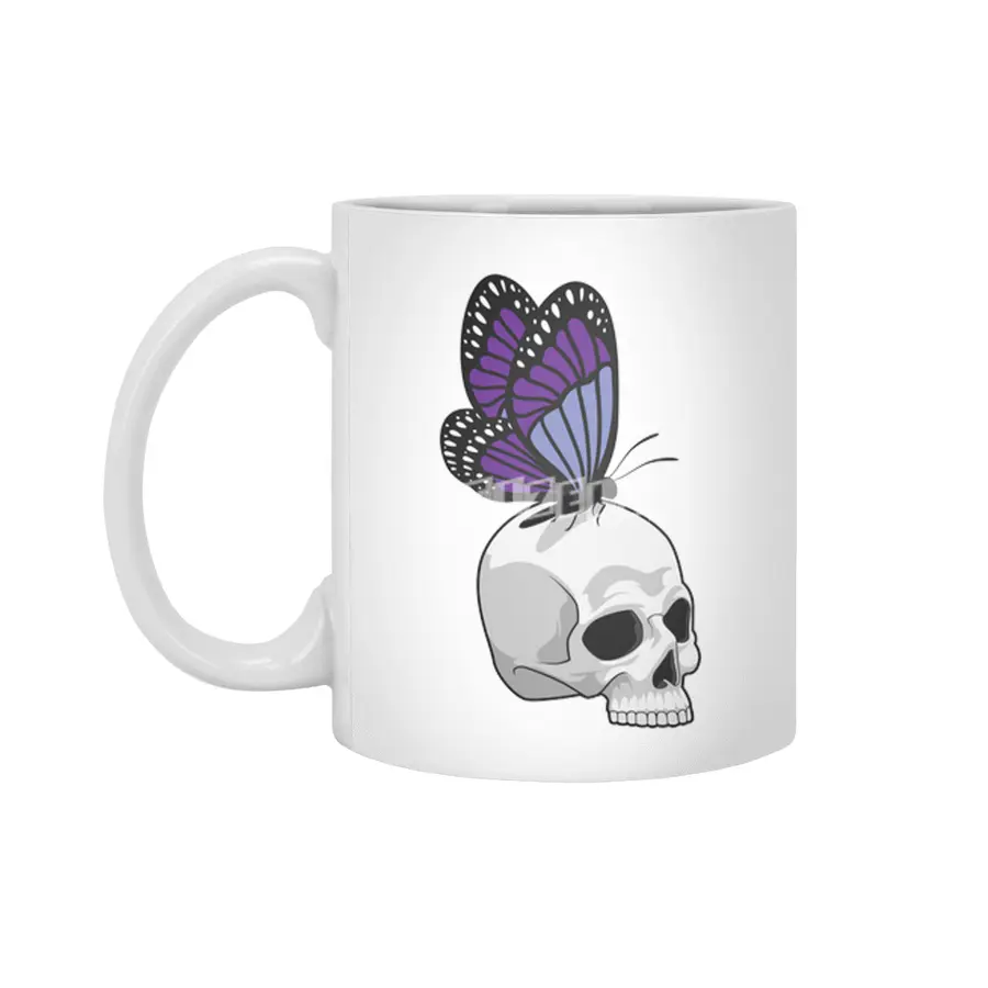 Butterfly with Skull Beyaz Kupa