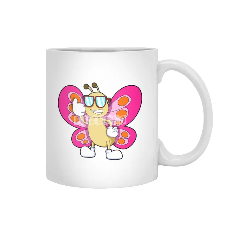 Butterfly with Sunglasses Beyaz Kupa