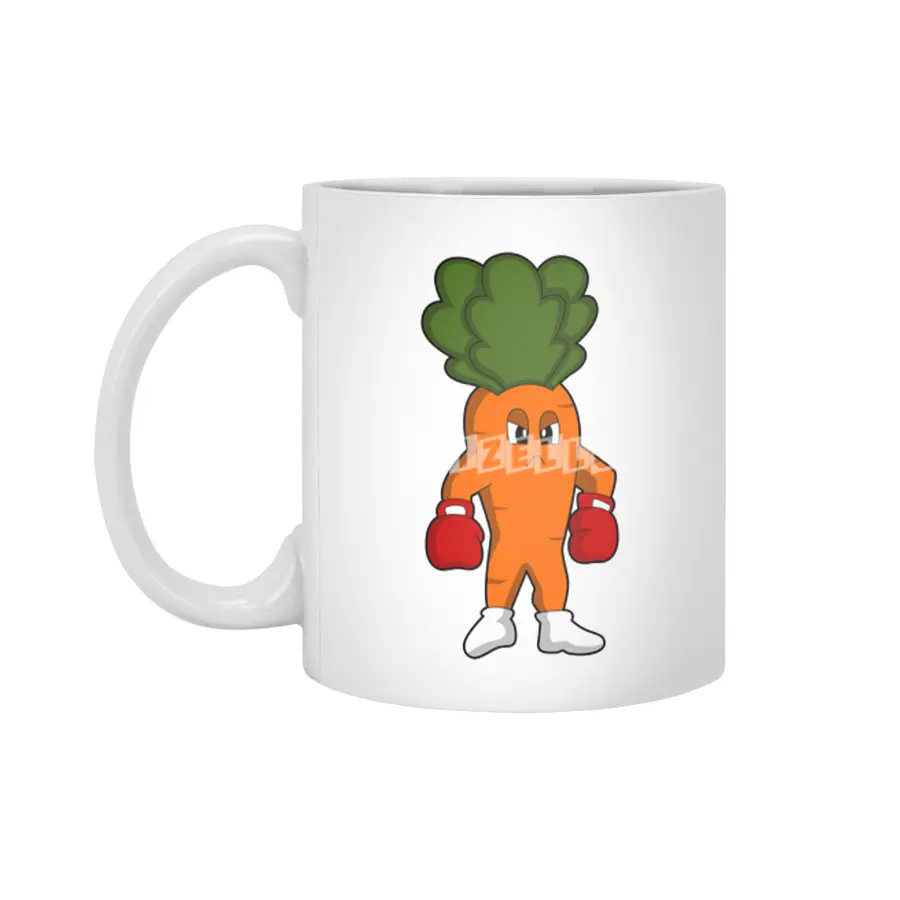 Carrot as Boxer with Boxing gloves Beyaz Kupa