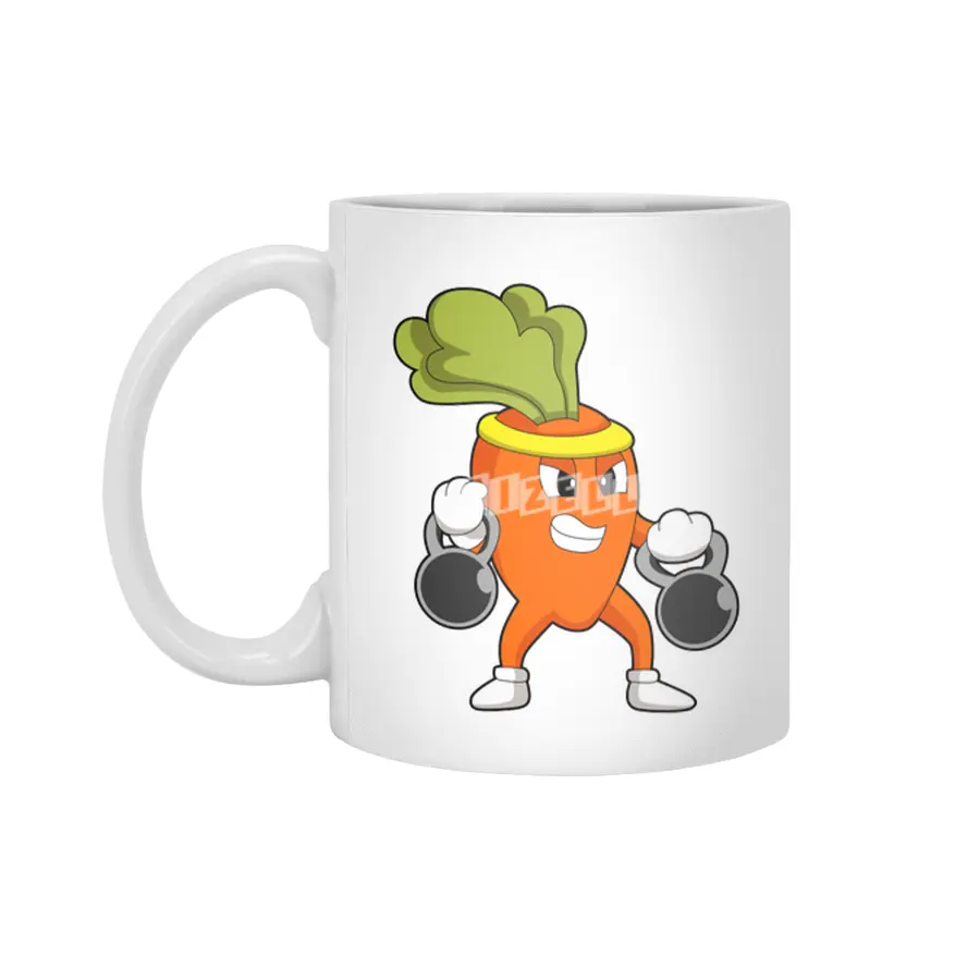 Carrot at Fitness with Dumbbells Beyaz Kupa