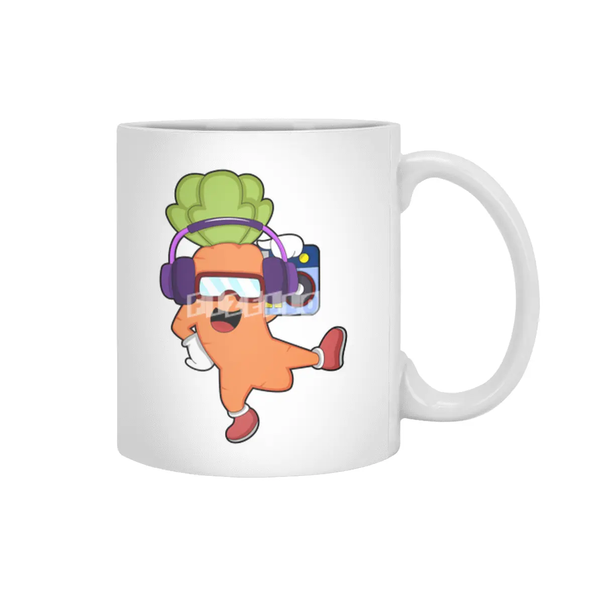 Carrot at Music with Headphone Beyaz Kupa