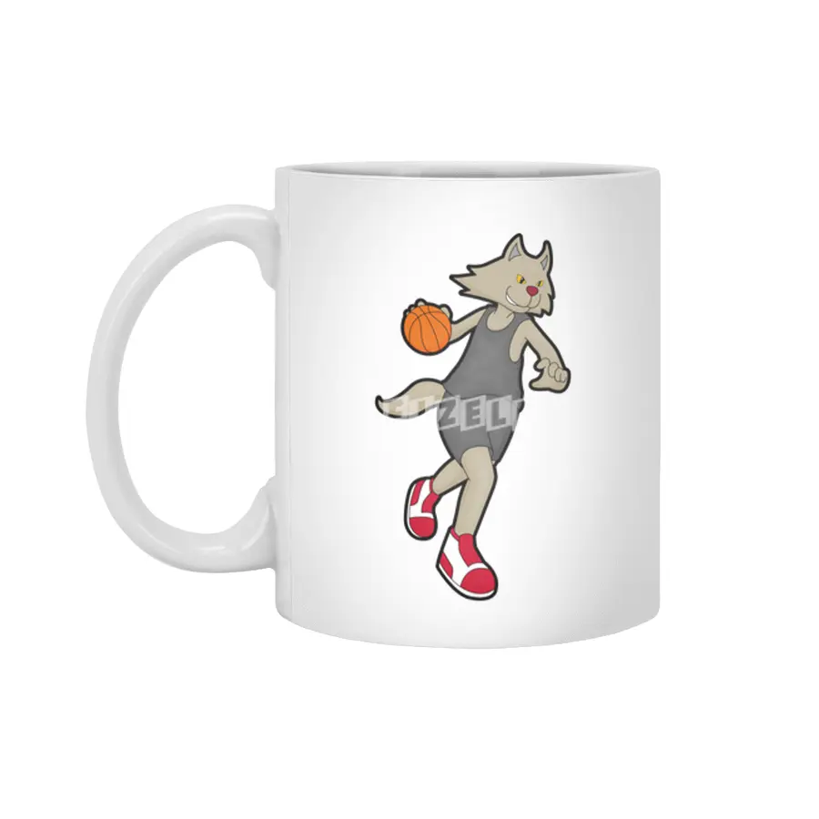 Cat as Basketball player with Basketball Beyaz Kupa