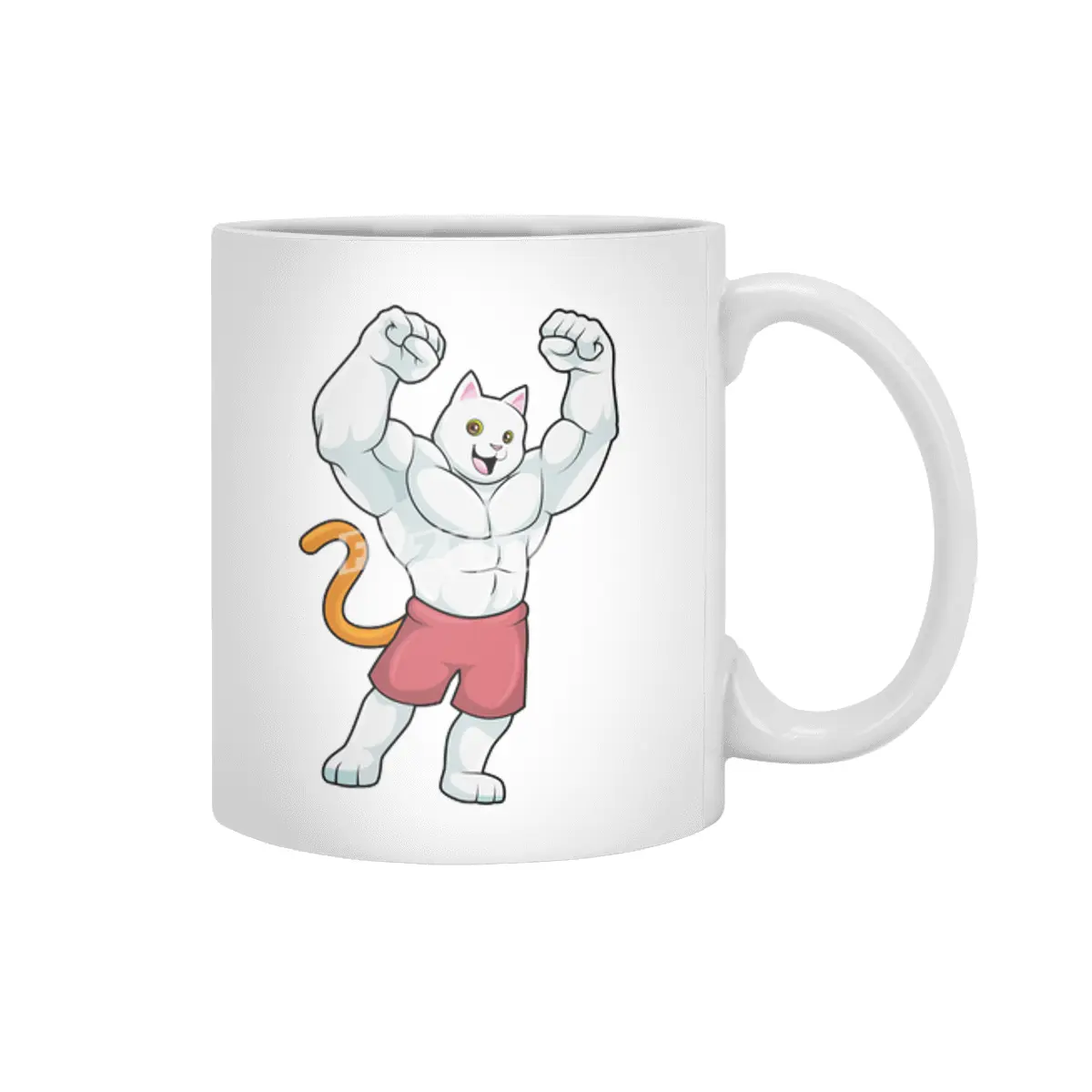 Cat as Bodybuilder with big Muscles Beyaz Kupa