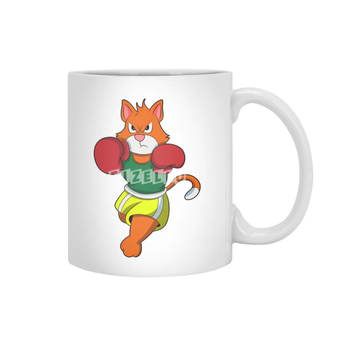 Cat as Boxer with Boxing gloves Beyaz Kupa
