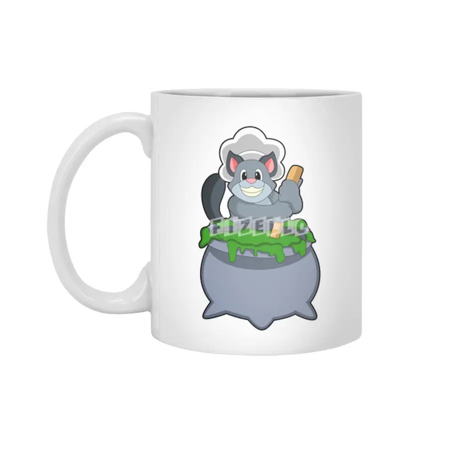 Cat as Cook with Magic potion Beyaz Kupa