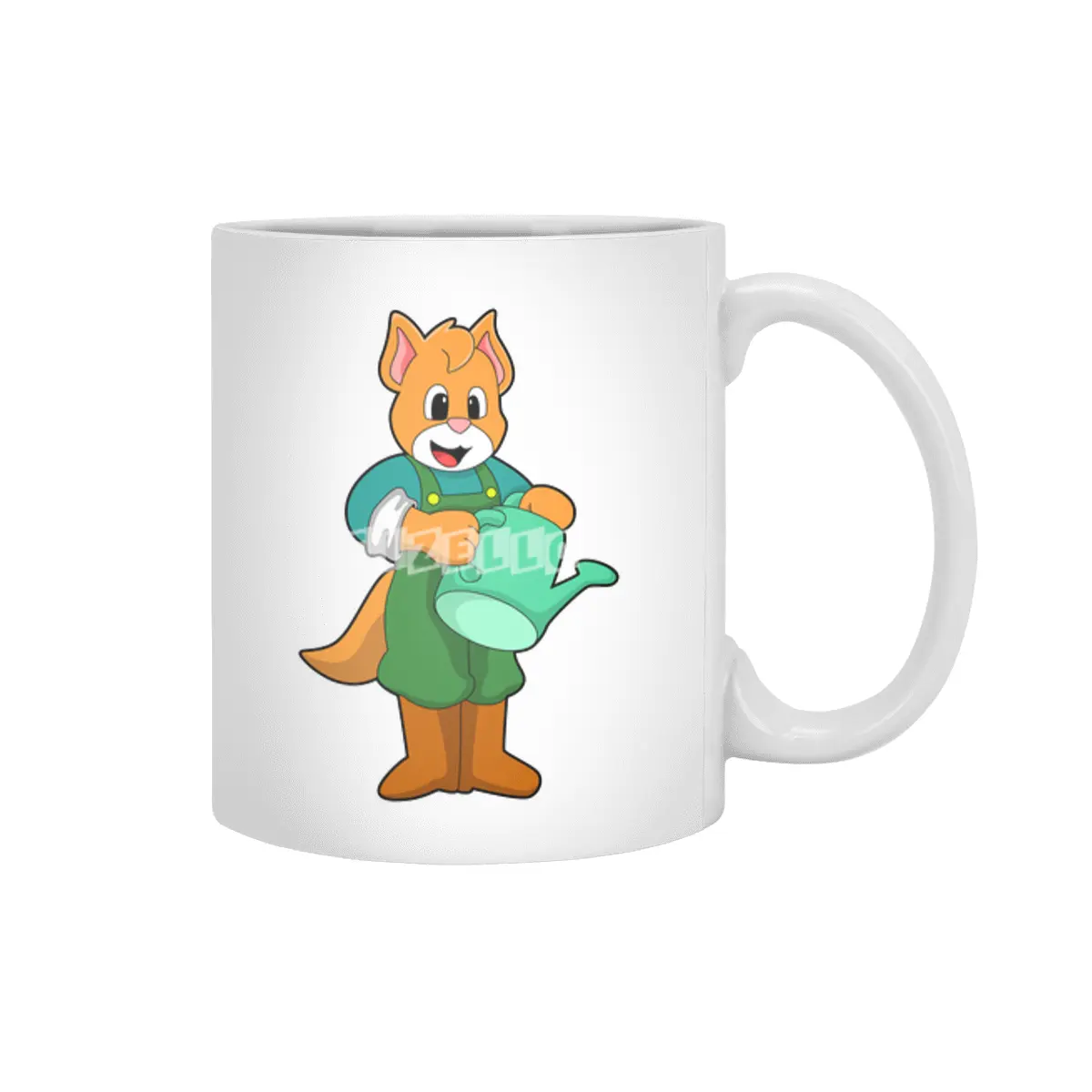 Cat as Farmer with Watering can Beyaz Kupa