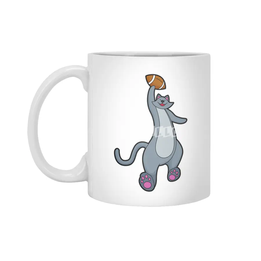 Cat as Football player with Football Beyaz Kupa