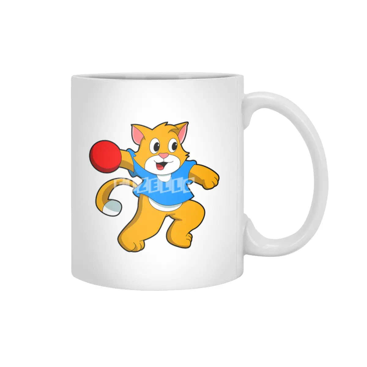 Cat as Handball player with handball Beyaz Kupa