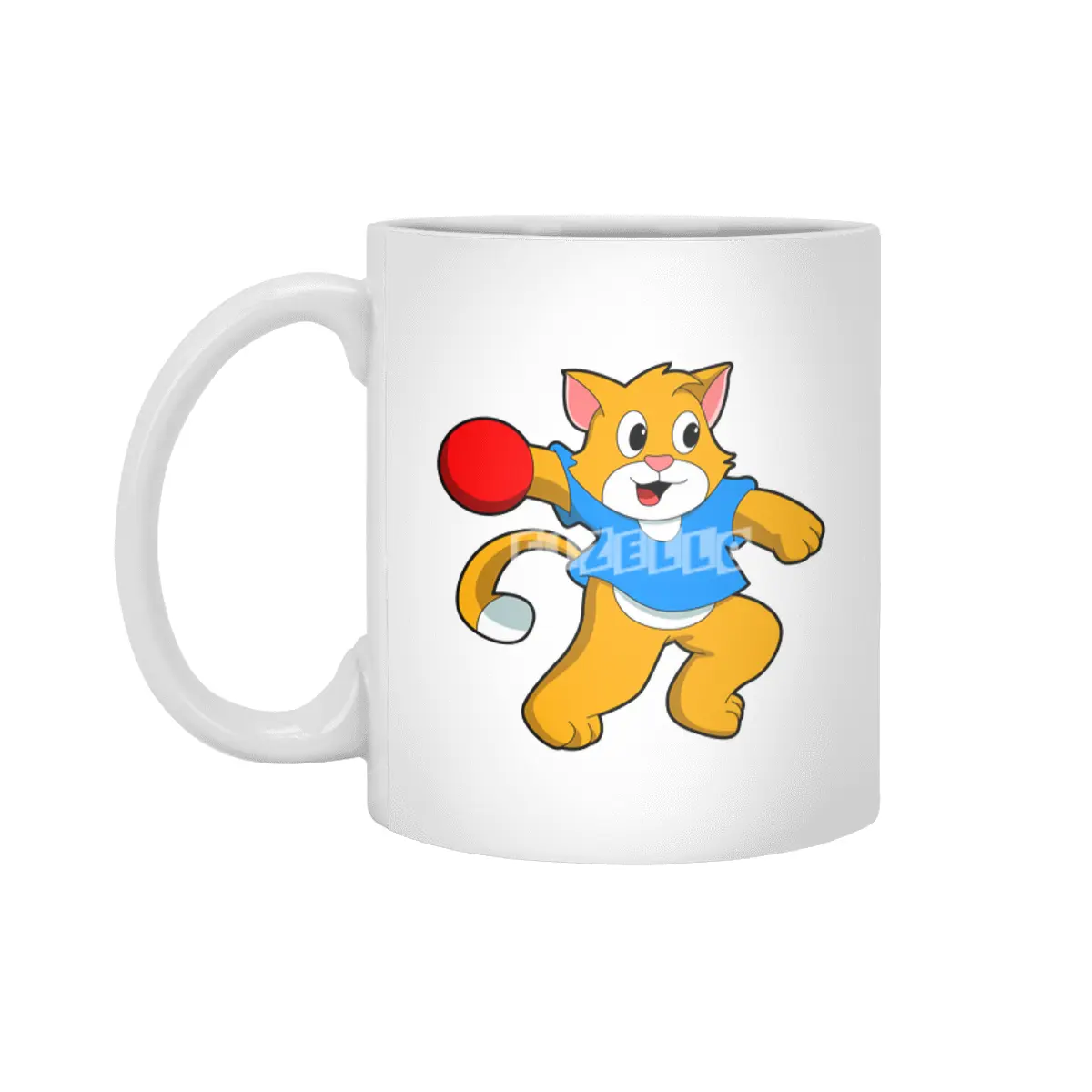 Cat as Handball player with handball Beyaz Kupa