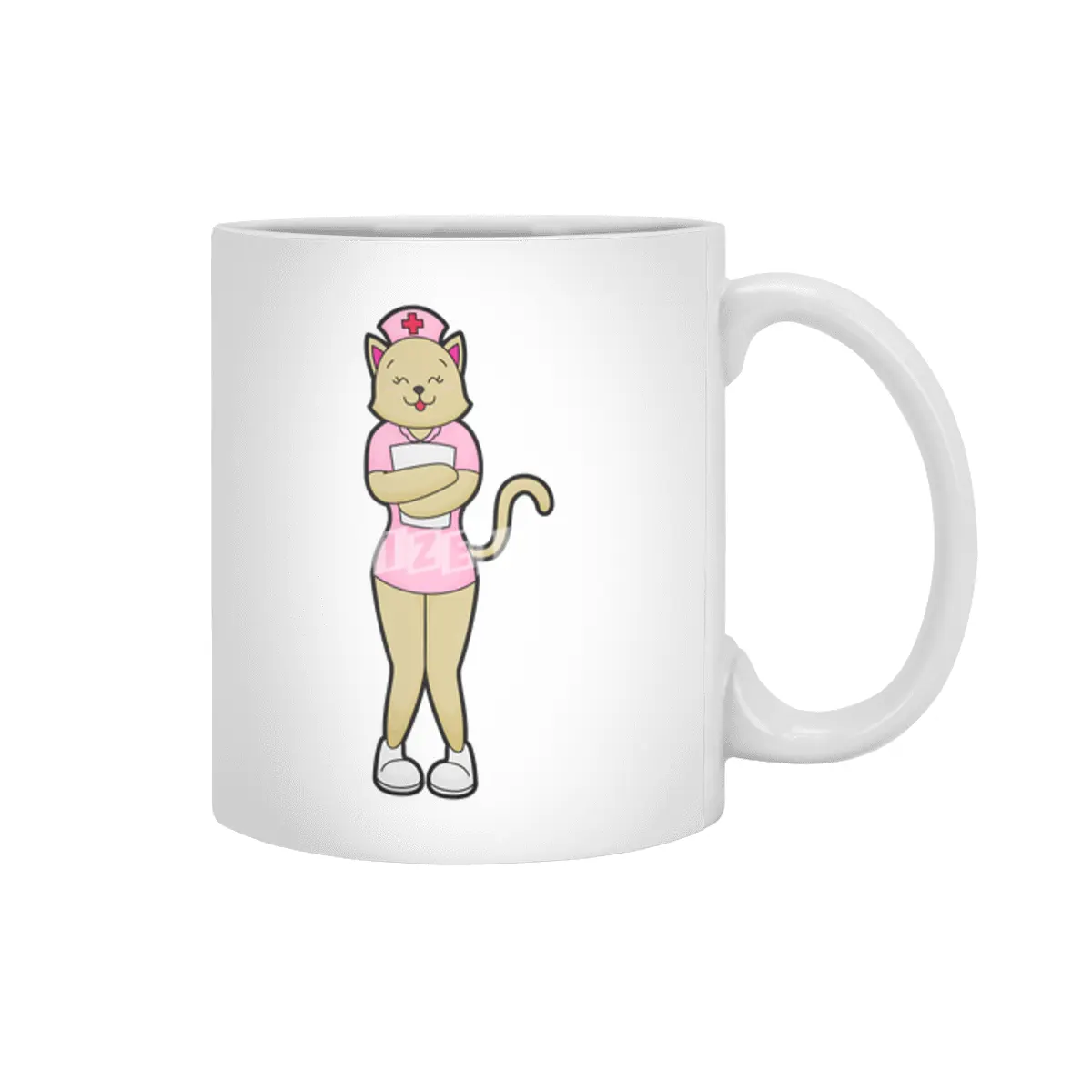 Cat as Nurse with Medical List Beyaz Kupa
