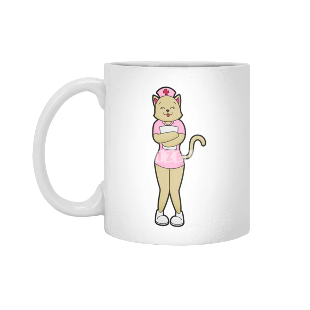 Cat as Nurse with Medical List Beyaz Kupa