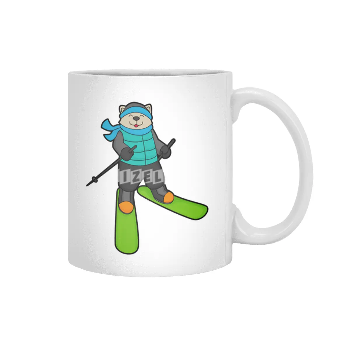 Cat as Skier with Ski Beyaz Kupa