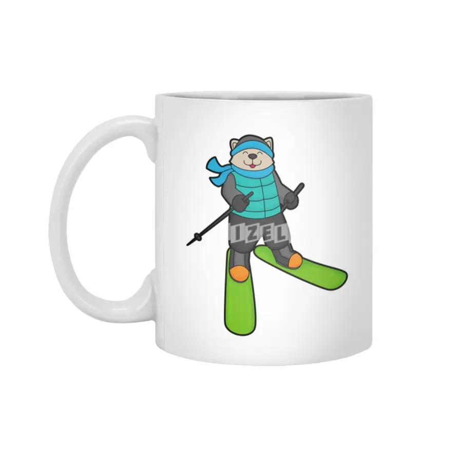 Cat as Skier with Ski Beyaz Kupa