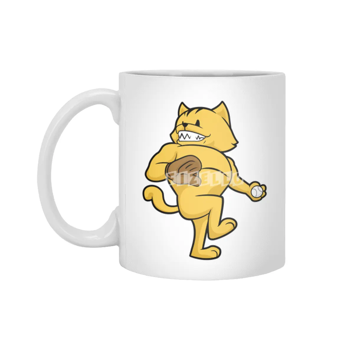 Cat at Baseball with Catch glove Beyaz Kupa