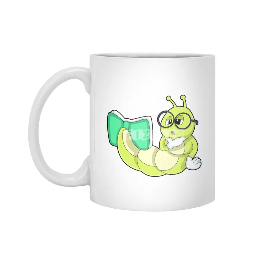 Caterpillar with Book Beyaz Kupa