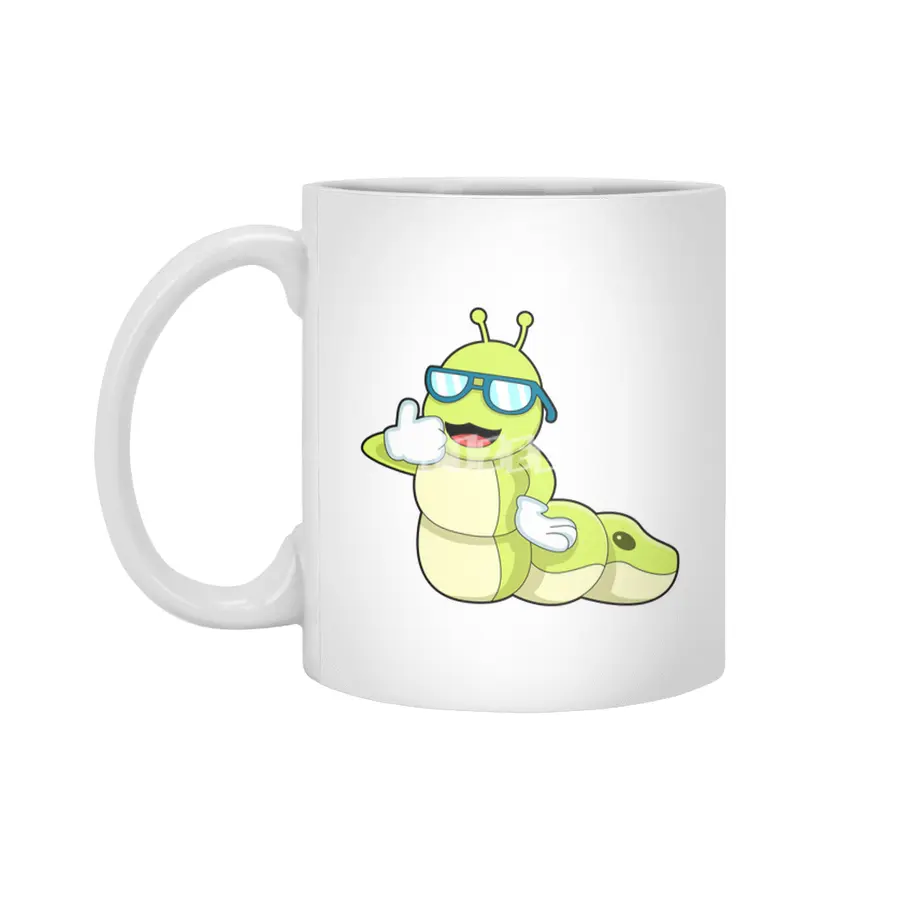 Caterpillar with Glasses Beyaz Kupa