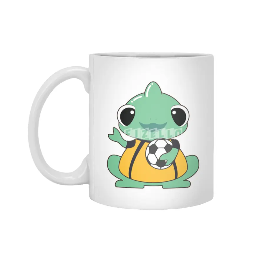 Chameleon as Goalkeeper with Soccer ball Beyaz Kupa