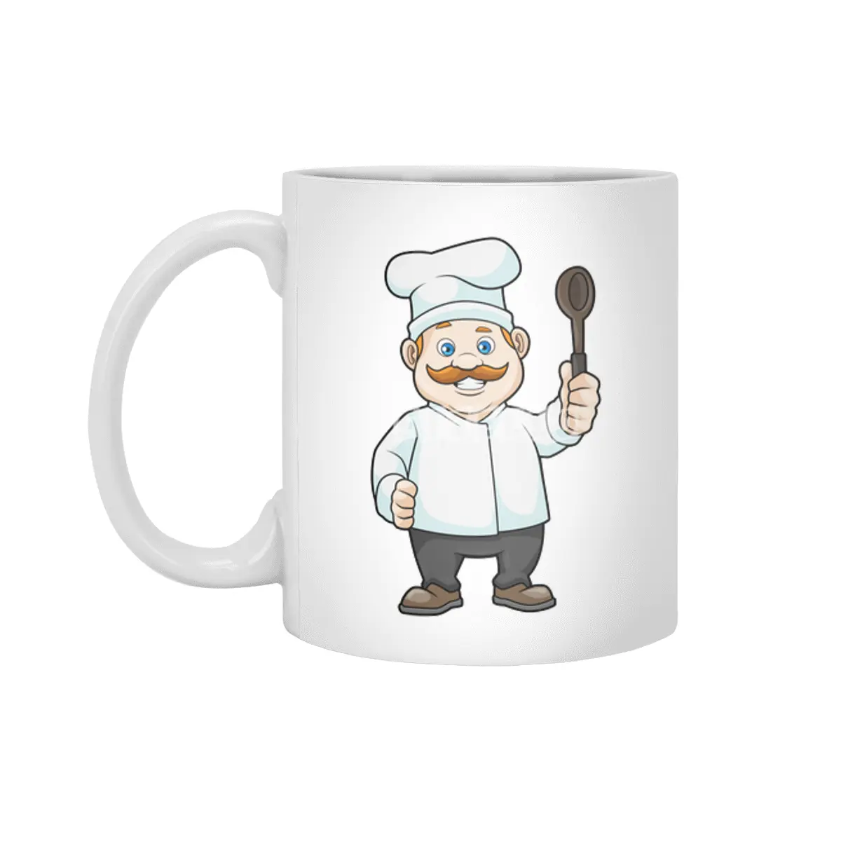 Chef with Chef's hat & Soup spoon Beyaz Kupa