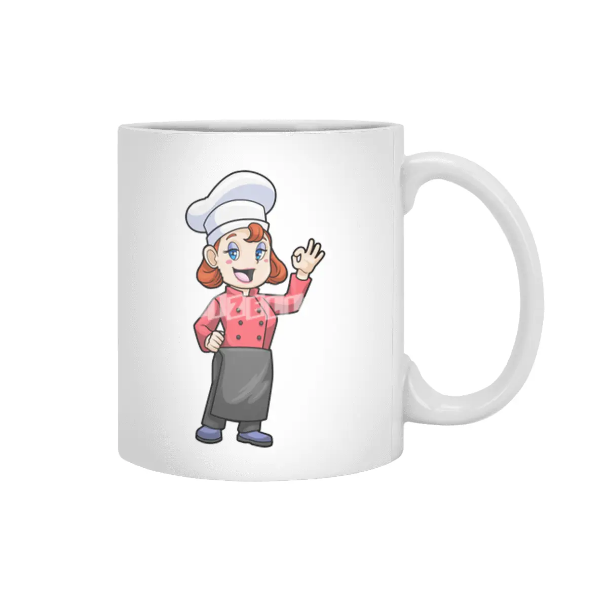Chef with Cooking apron Beyaz Kupa