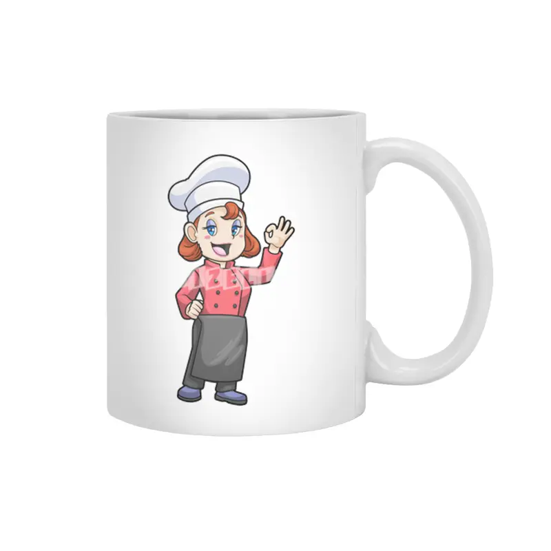 Chef with Cooking apron Beyaz Kupa