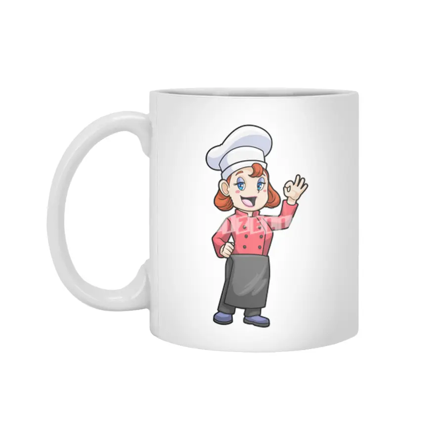 Chef with Cooking apron Beyaz Kupa