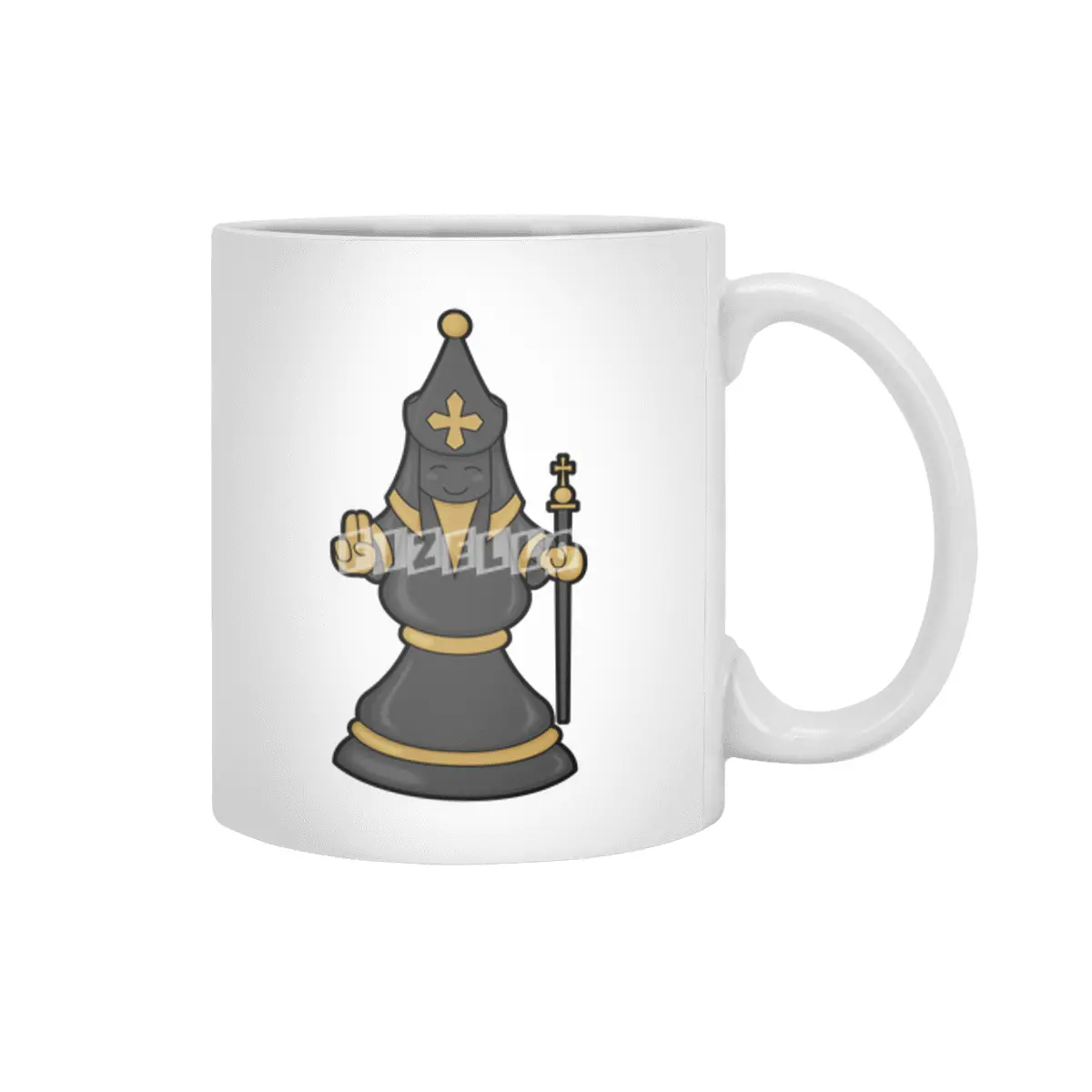 Chess piece Bishop at Chess with Staff Beyaz Kupa
