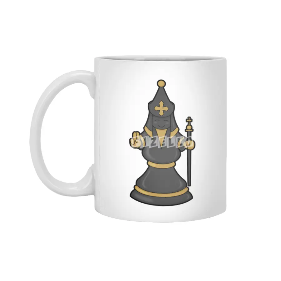 Chess piece Bishop at Chess with Staff Beyaz Kupa