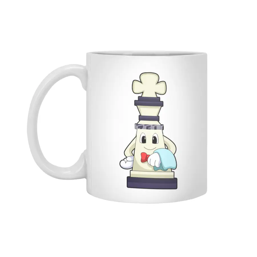 Chess piece King as Waiter with Towel Beyaz Kupa