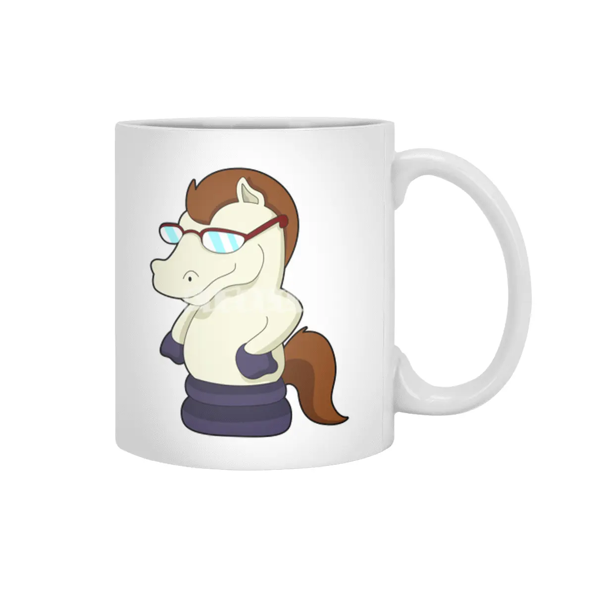 Chess piece Knight as Horse with Sunglasses Beyaz Kupa