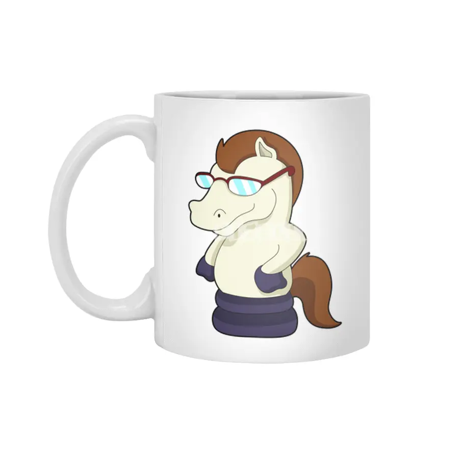 Chess piece Knight as Horse with Sunglasses Beyaz Kupa