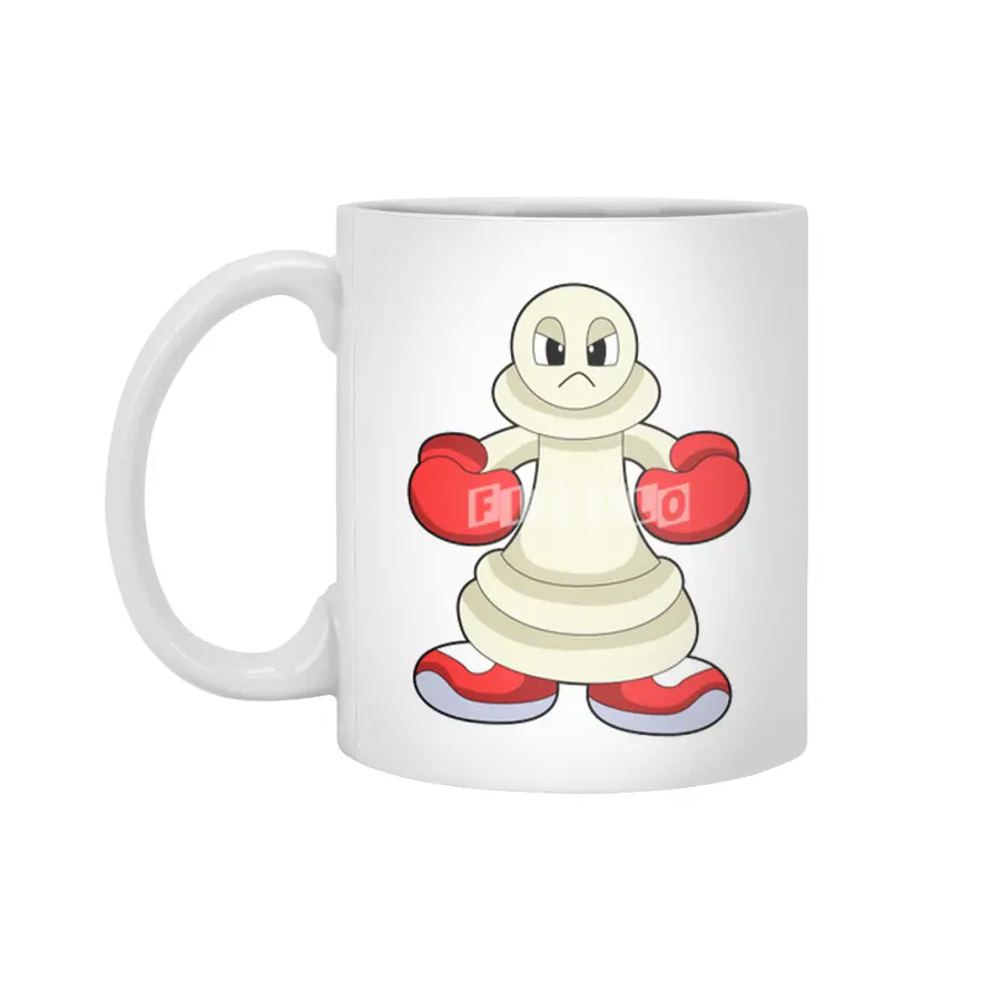 Chess piece Pawn as Boxer with Boxing gloves Beyaz Kupa