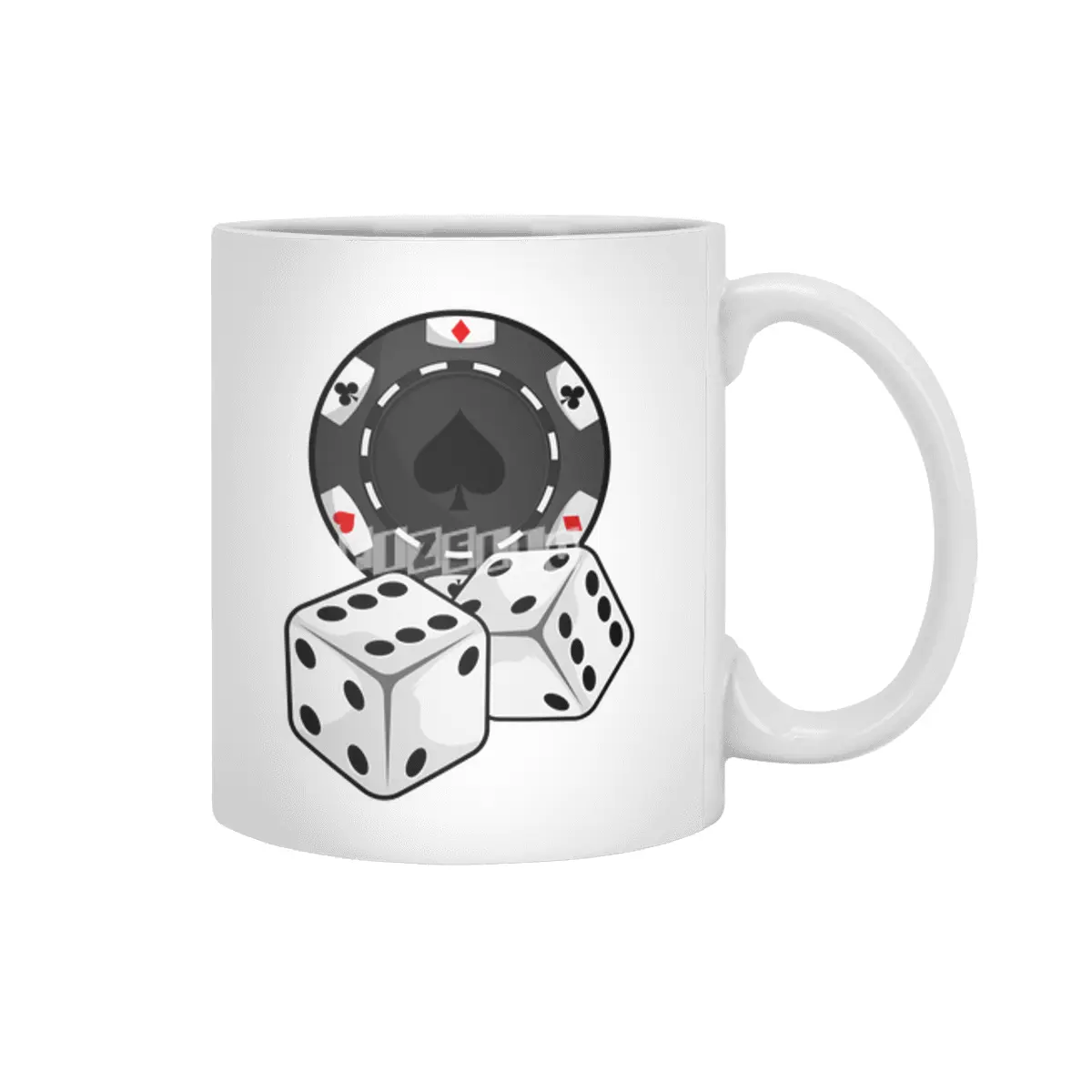 Chip & Dice for Poker Beyaz Kupa