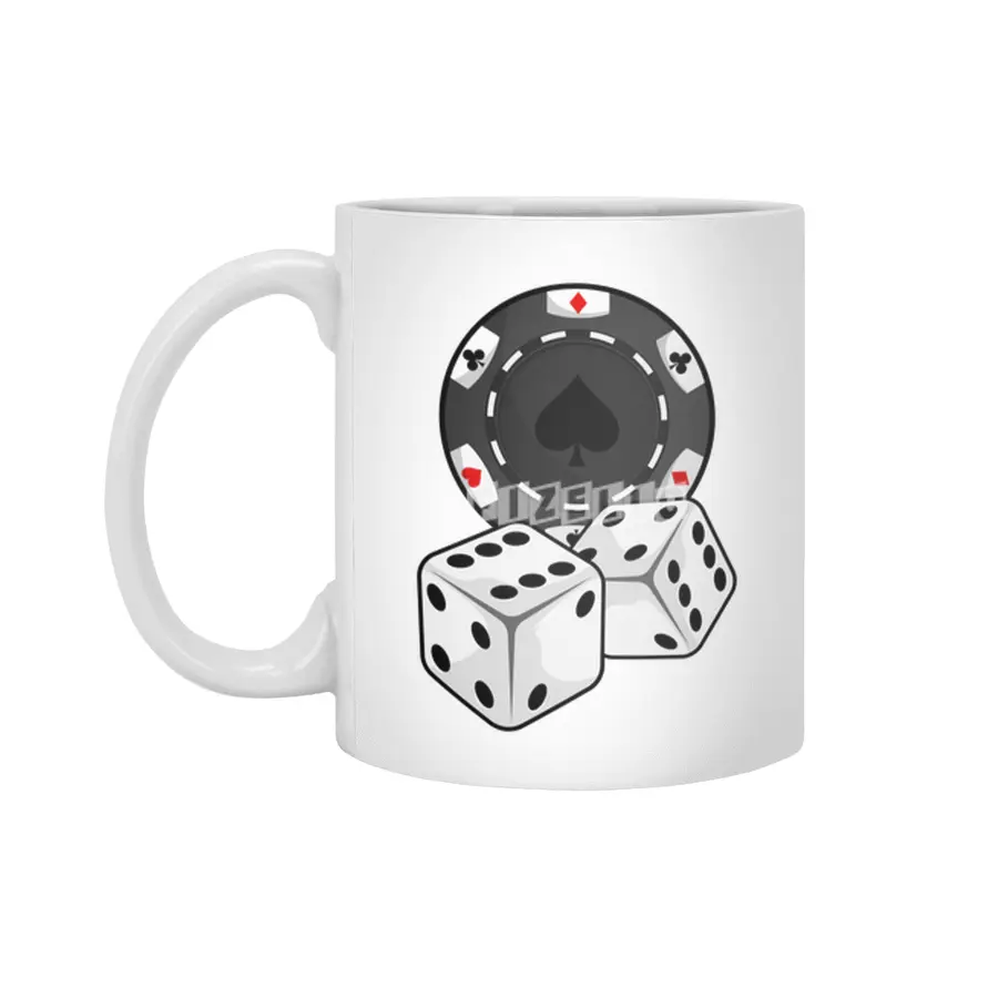 Chip & Dice for Poker Beyaz Kupa