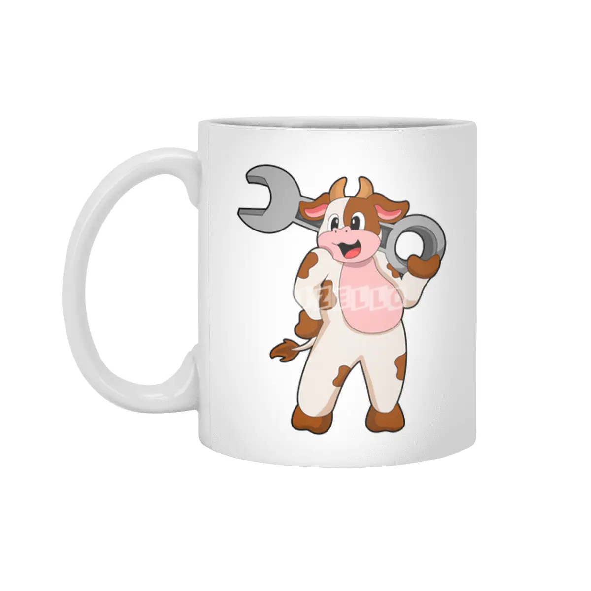 Cow as Mechanic with Wrench Beyaz Kupa