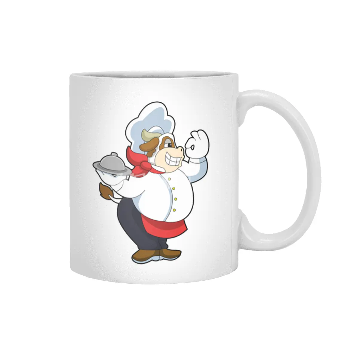 Cow as Waiter with Serving plate Beyaz Kupa