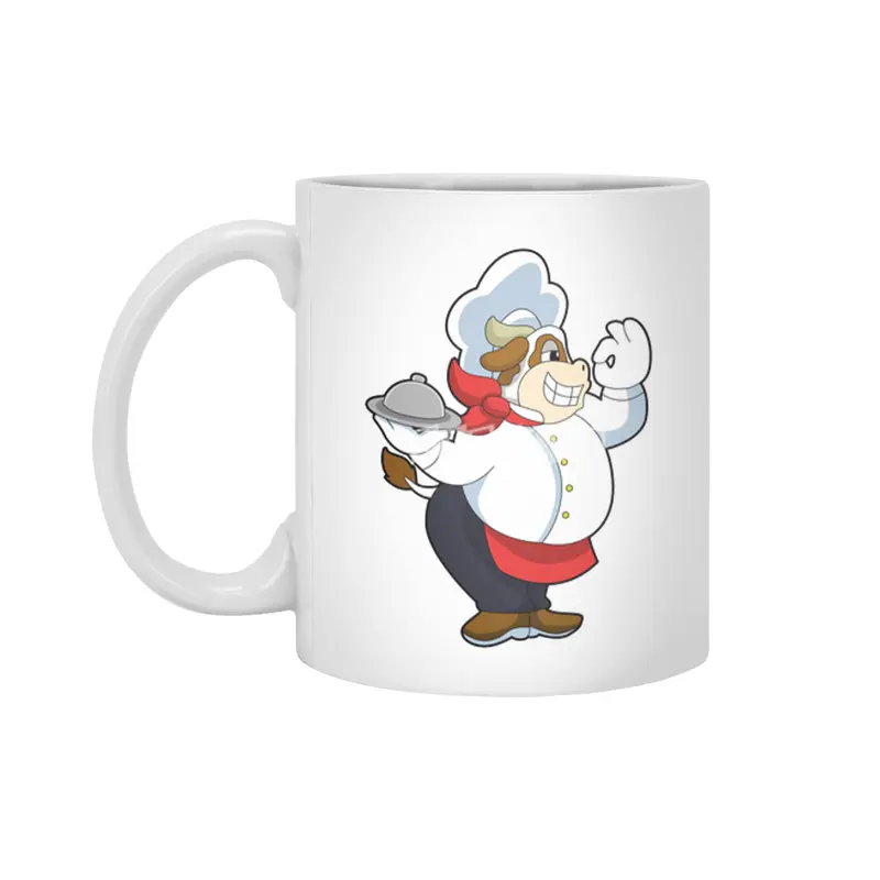 Cow as Waiter with Serving plate Beyaz Kupa