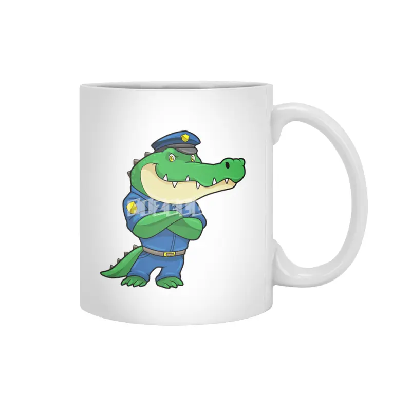 Crocodile as Police officer with Police uniform Beyaz Kupa