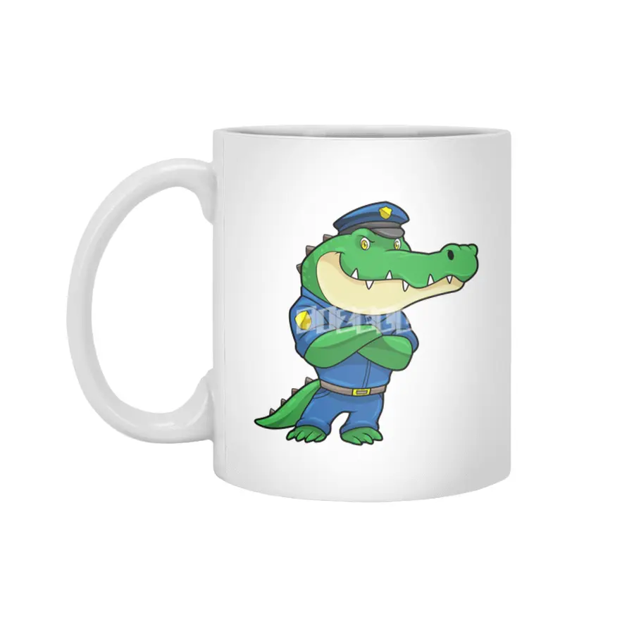 Crocodile as Police officer with Police uniform Beyaz Kupa