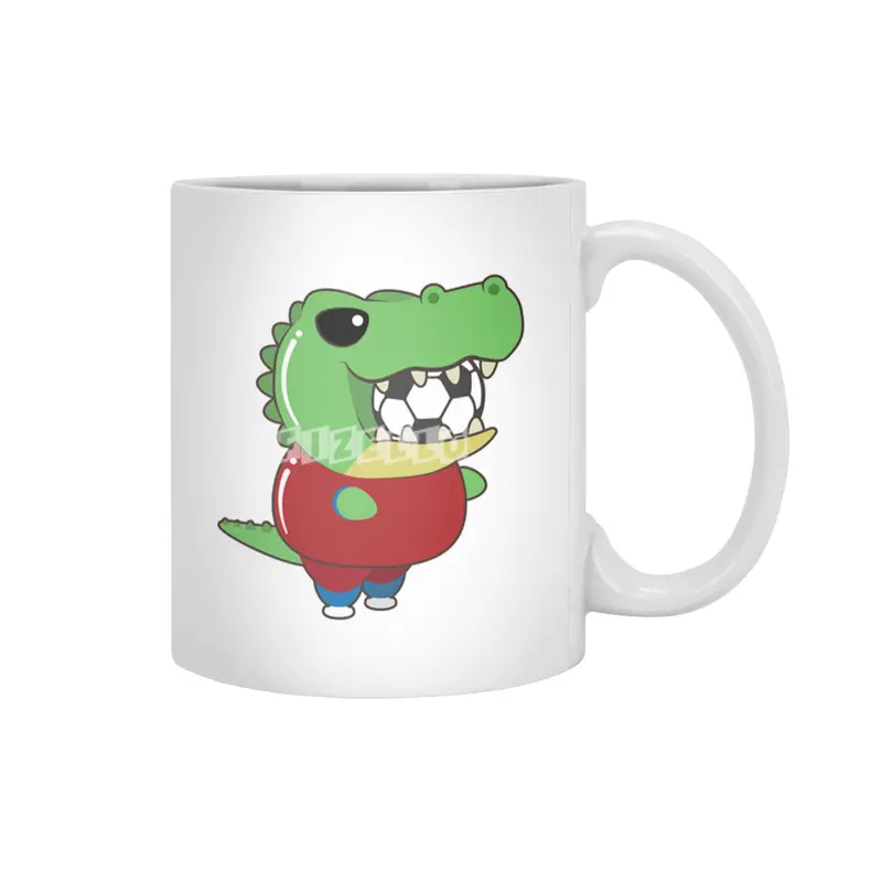 Crocodile as Soccer player with Soccer ball Beyaz Kupa