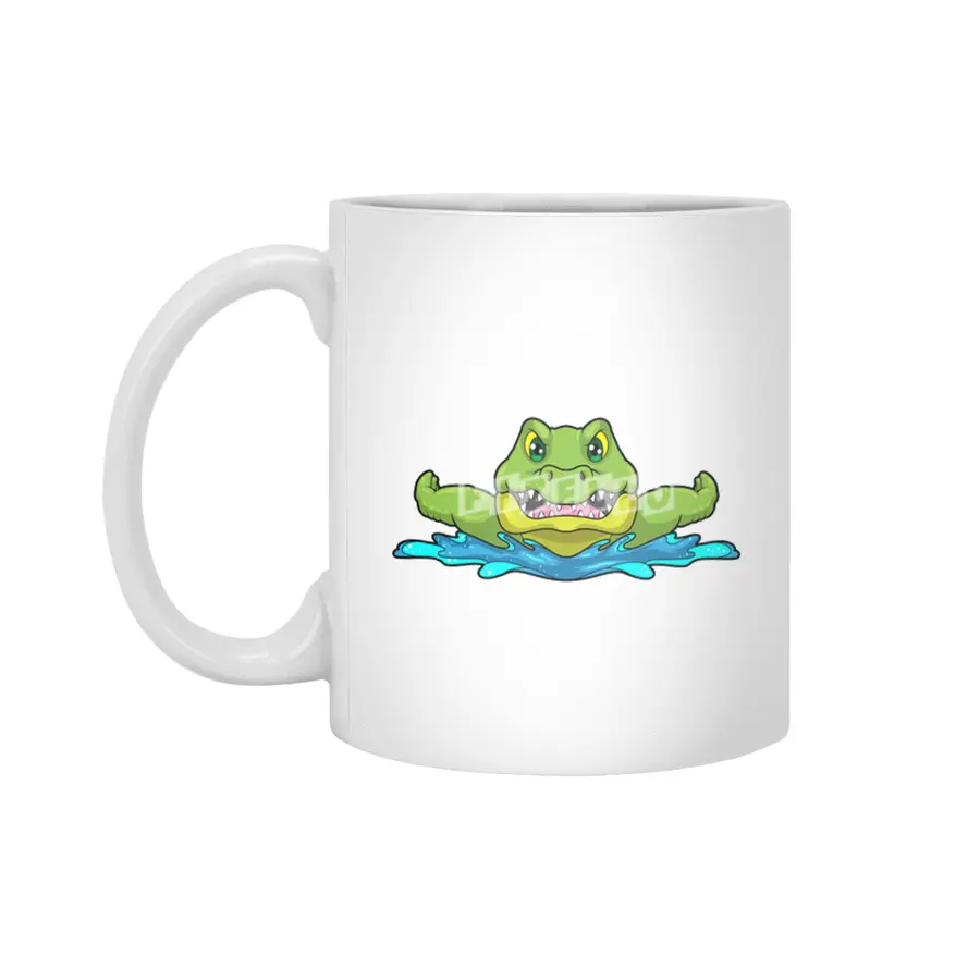 Crocodile at Swimming in Water Beyaz Kupa