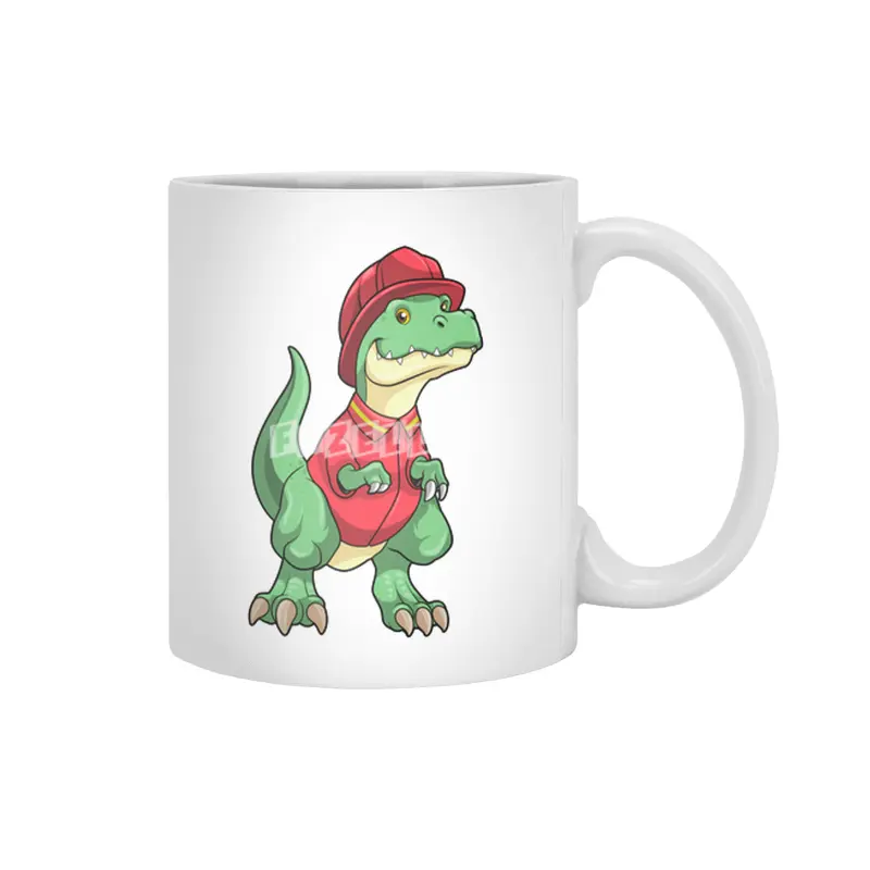 Dinosaur as Firefighter with Fire helmet Beyaz Kupa