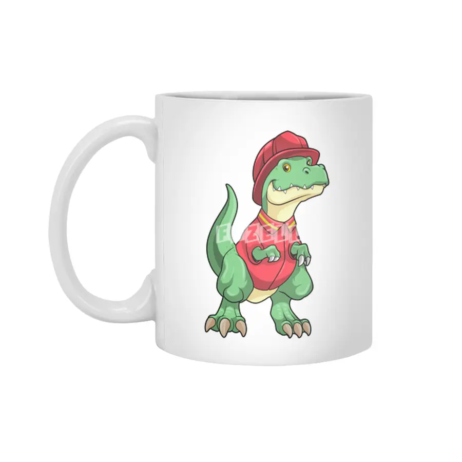 Dinosaur as Firefighter with Fire helmet Beyaz Kupa