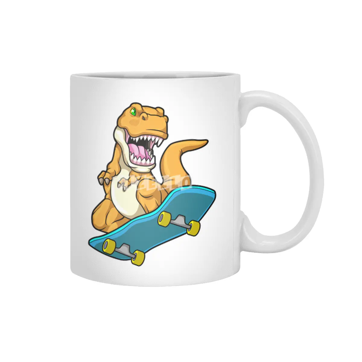 Dinosaur as Skater with Skateboard Beyaz Kupa