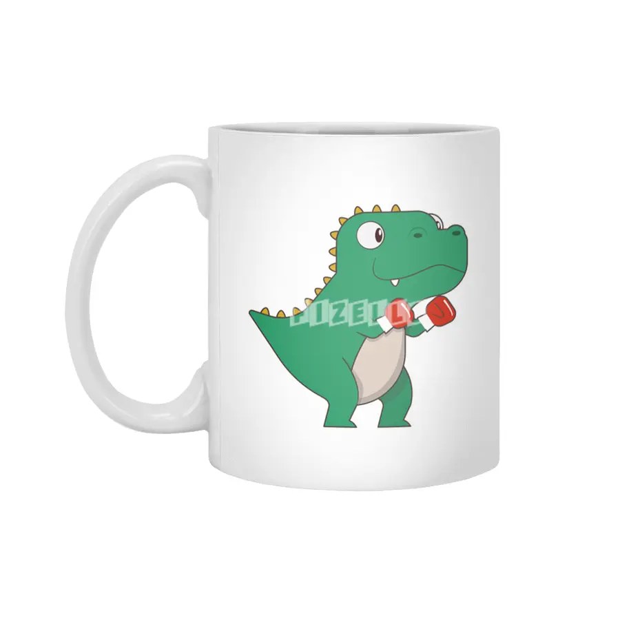Dinosaur at Boxing with Boxing gloves Beyaz Kupa