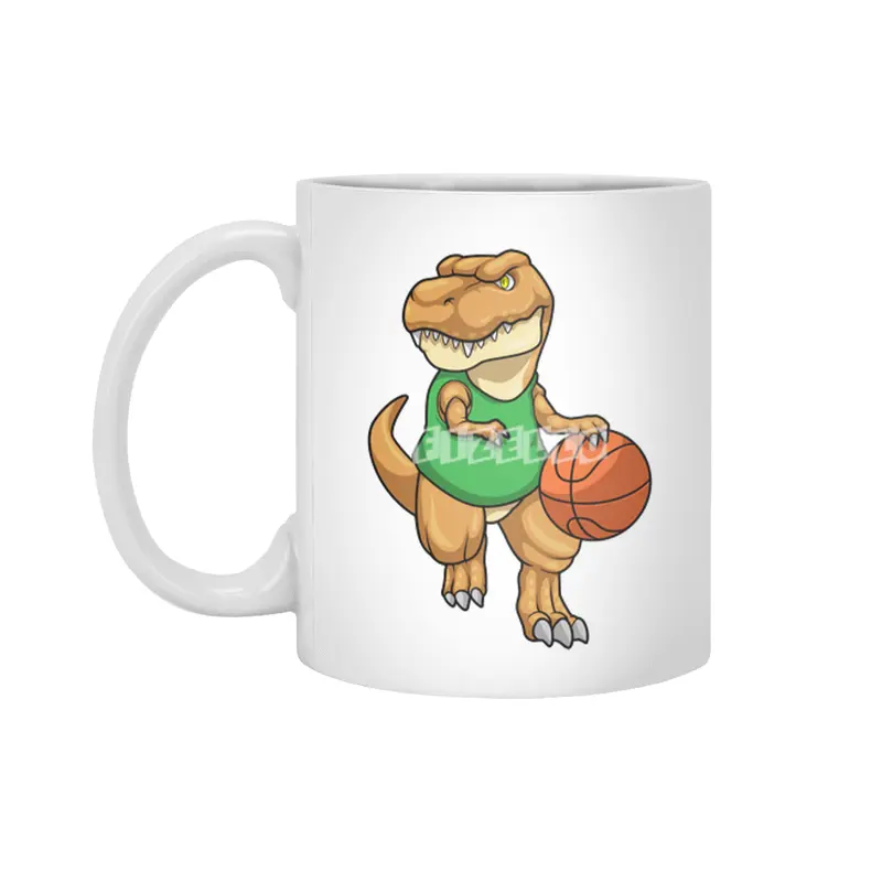 Dinosaur at Sports with Basketball Beyaz Kupa