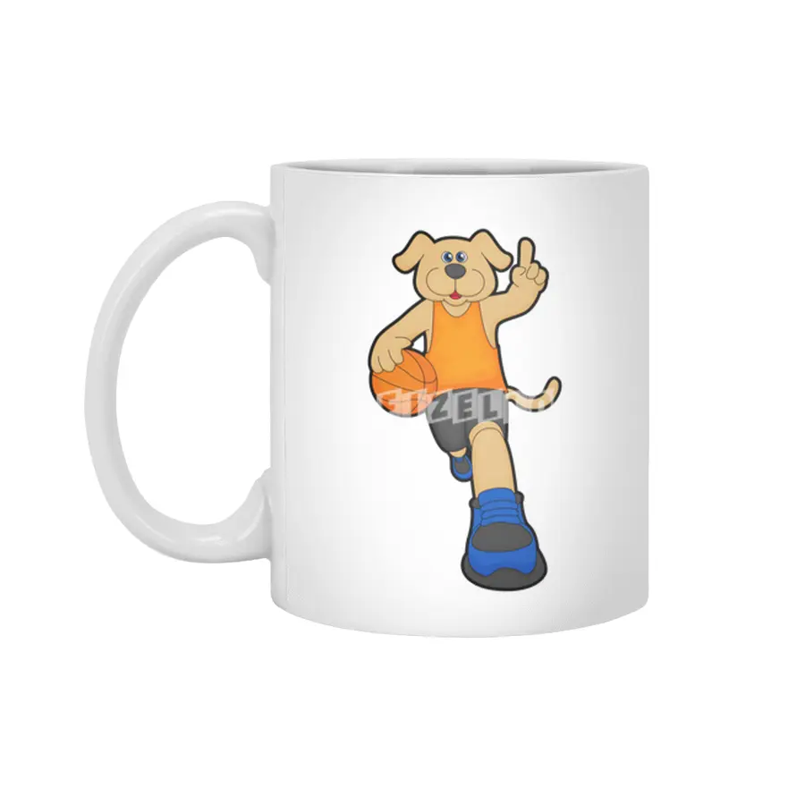 Dog as Basketball player with Basketball Beyaz Kupa