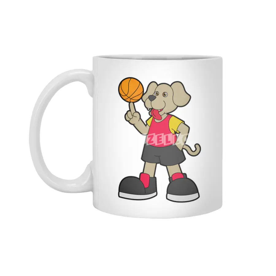 Dog as Basketball player with Basketball Beyaz Kupa