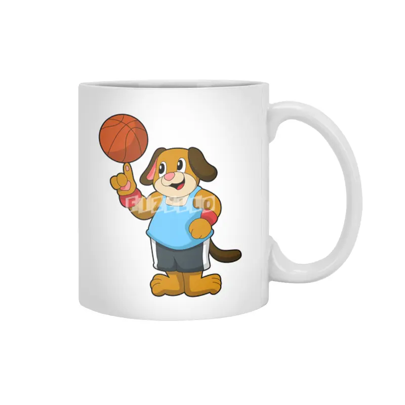 Dog as Basketball player with Basketball Beyaz Kupa