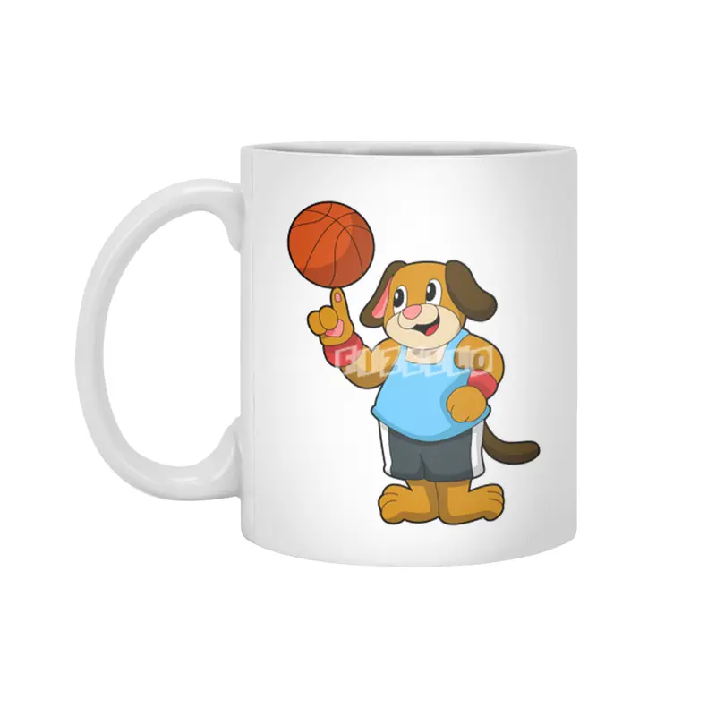 Dog as Basketball player with Basketball Beyaz Kupa