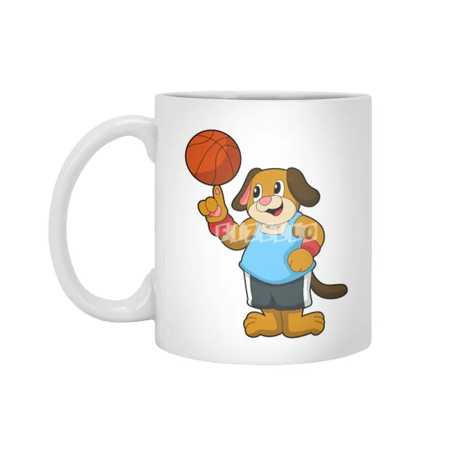 Dog as Basketball player with Basketball Beyaz Kupa